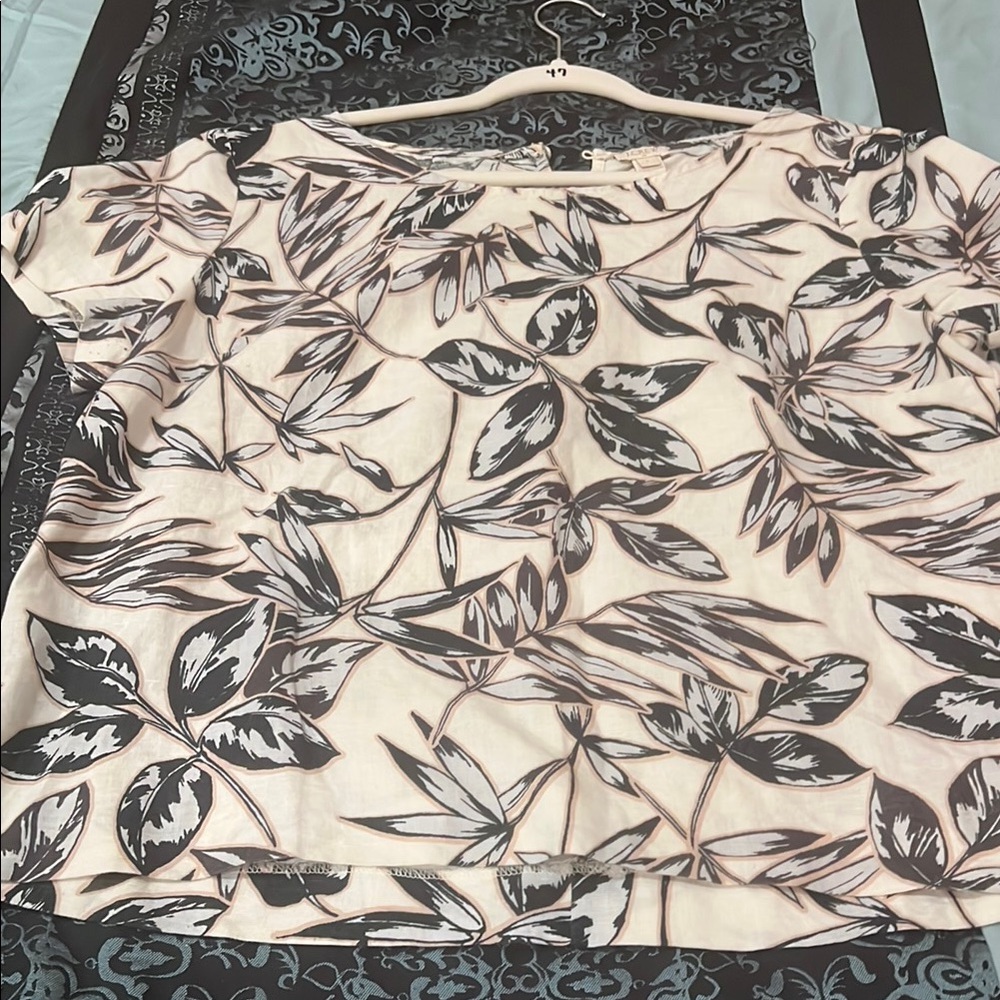 J. Crew Floral Blouse - Cream and Black